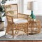 Baxton Studio Rose Modern Bohemian White Fabric Upholstered and Natural Brown Rattan Armchair 203-12634 - alternate 1